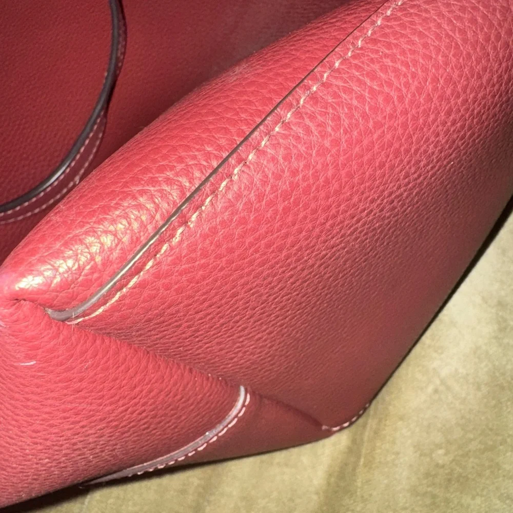 Coach Maroon Leather Tote Bag - Picture 4 of 6